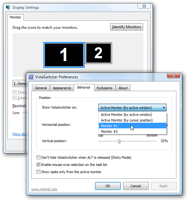 Windows Vista 2 Monitors Same Display