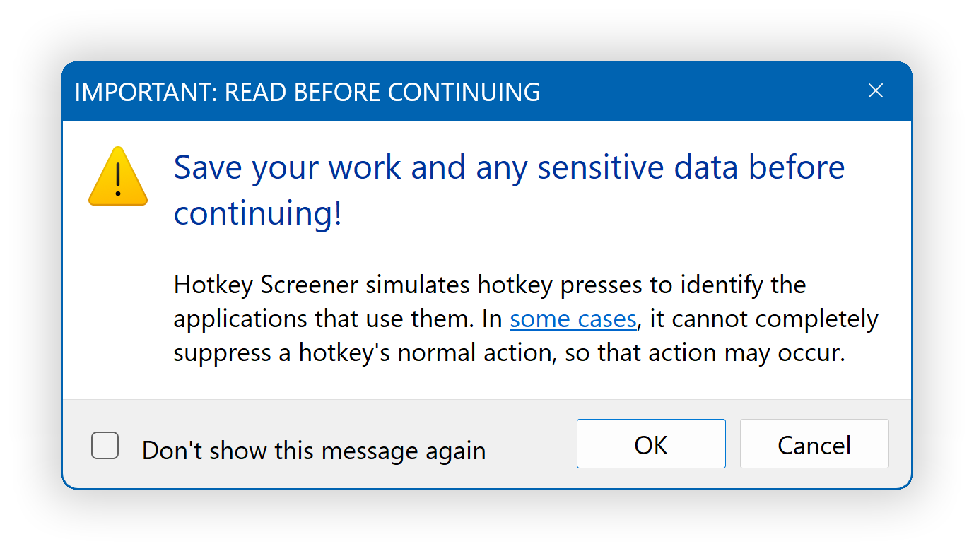Hotkey Screener - Warning