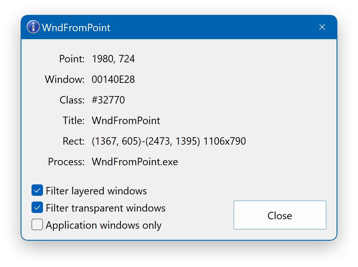 WndFromPoint - Screenshot