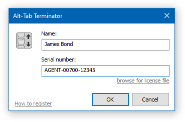 Alt-Tab Terminator - Enter License Key