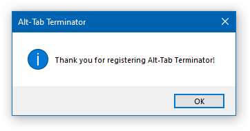 Thank you for registering Alt-Tab Terminator!
