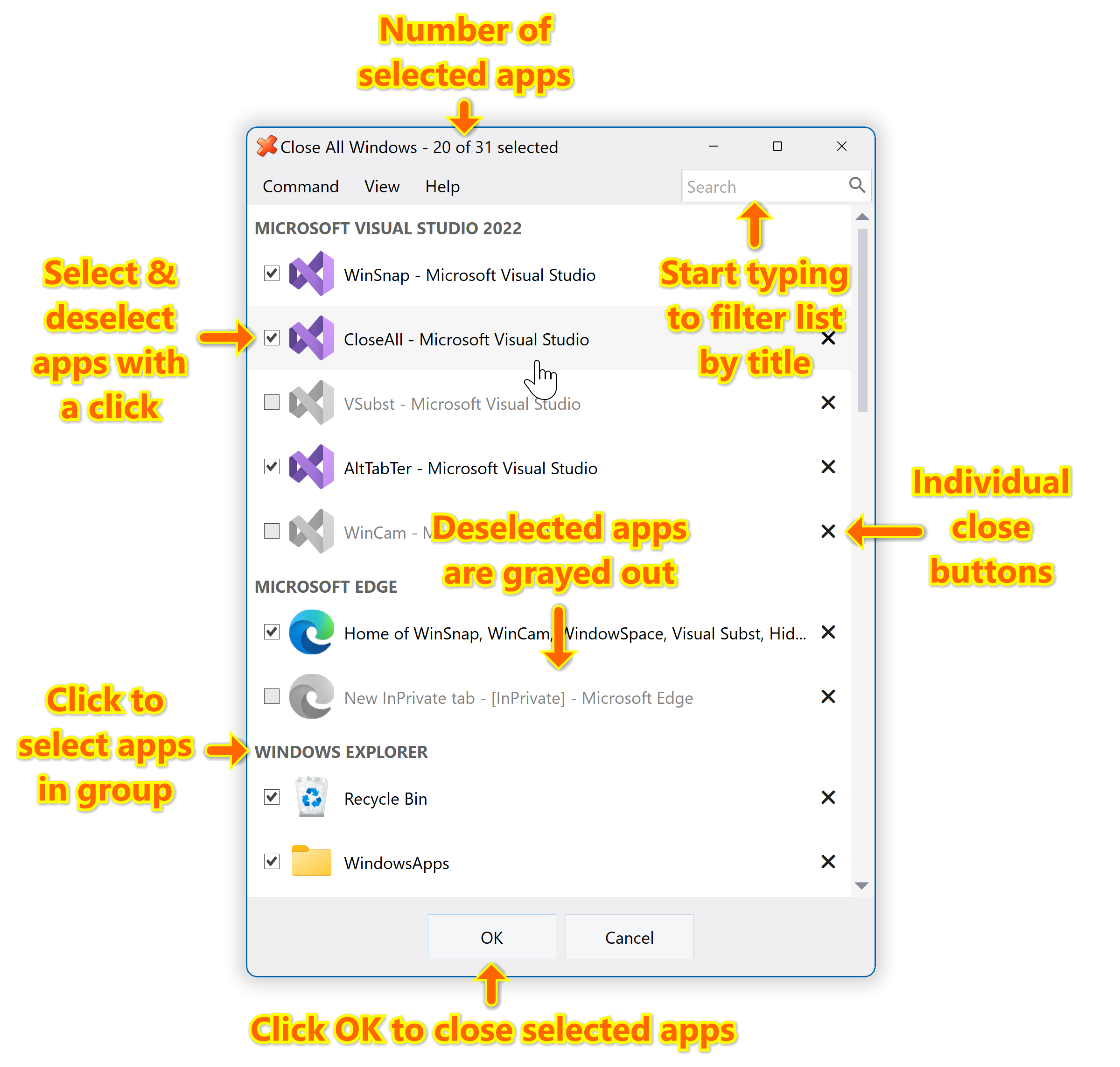 Close All Windows - Light Theme