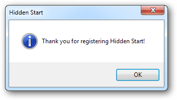 Thank you for registering Hidden Start!