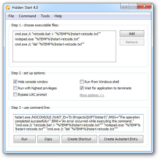 Hstart GUI Tool