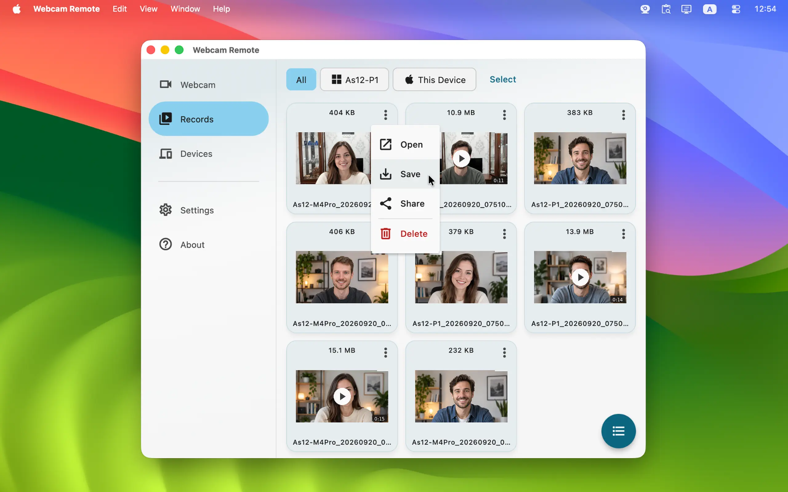 Webcam Remote - Keep Your Recordings Organized