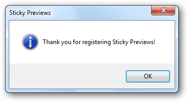 Sticky Previews is registered!
