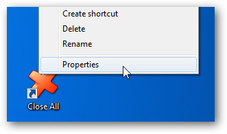 Close All - Shortcut Properties