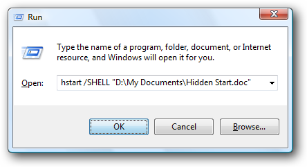 Hidden Start - Run Dialog