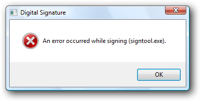 An error occurred while signing (signtool.exe).