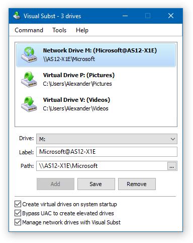 Visual Subst - Manage Network Drives