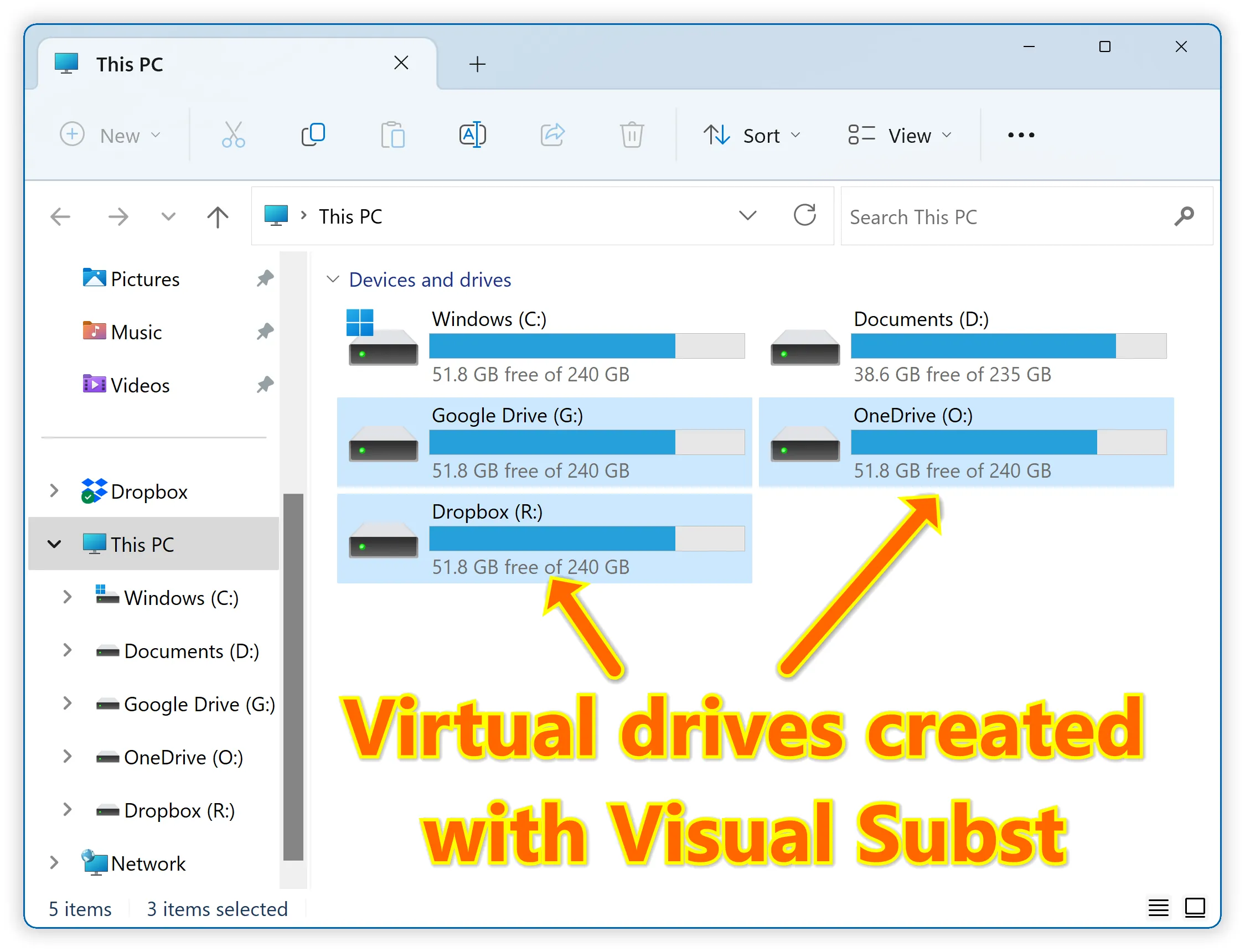 Windows Explorer - Virtual Drives for Google Drive, Dropbox and OneDrive