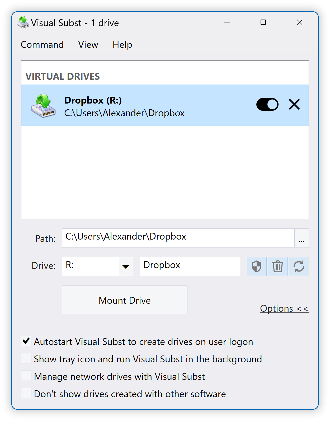Visual Subst - Dropbox Virtual Drive