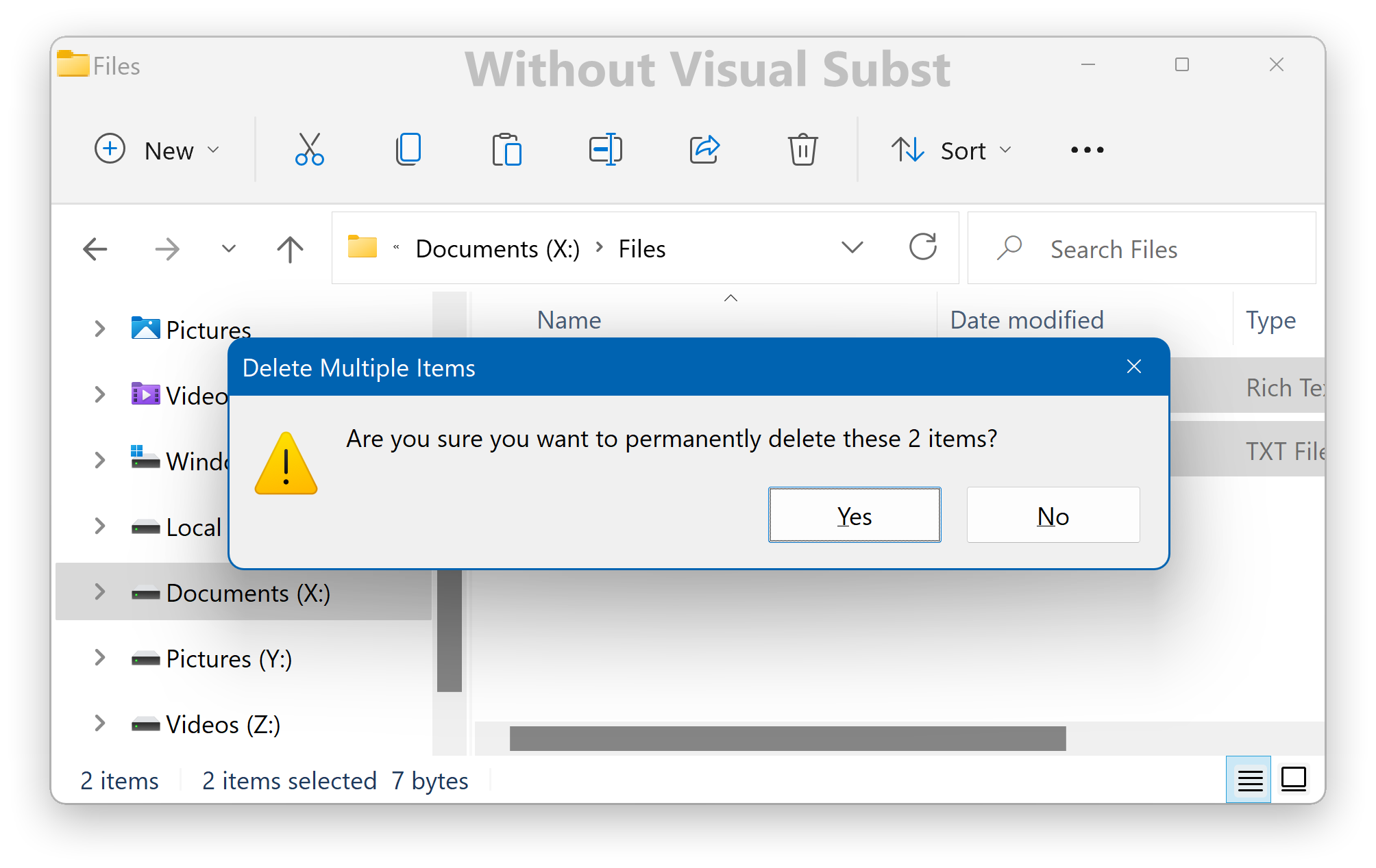 SUBST Command - Delete Files