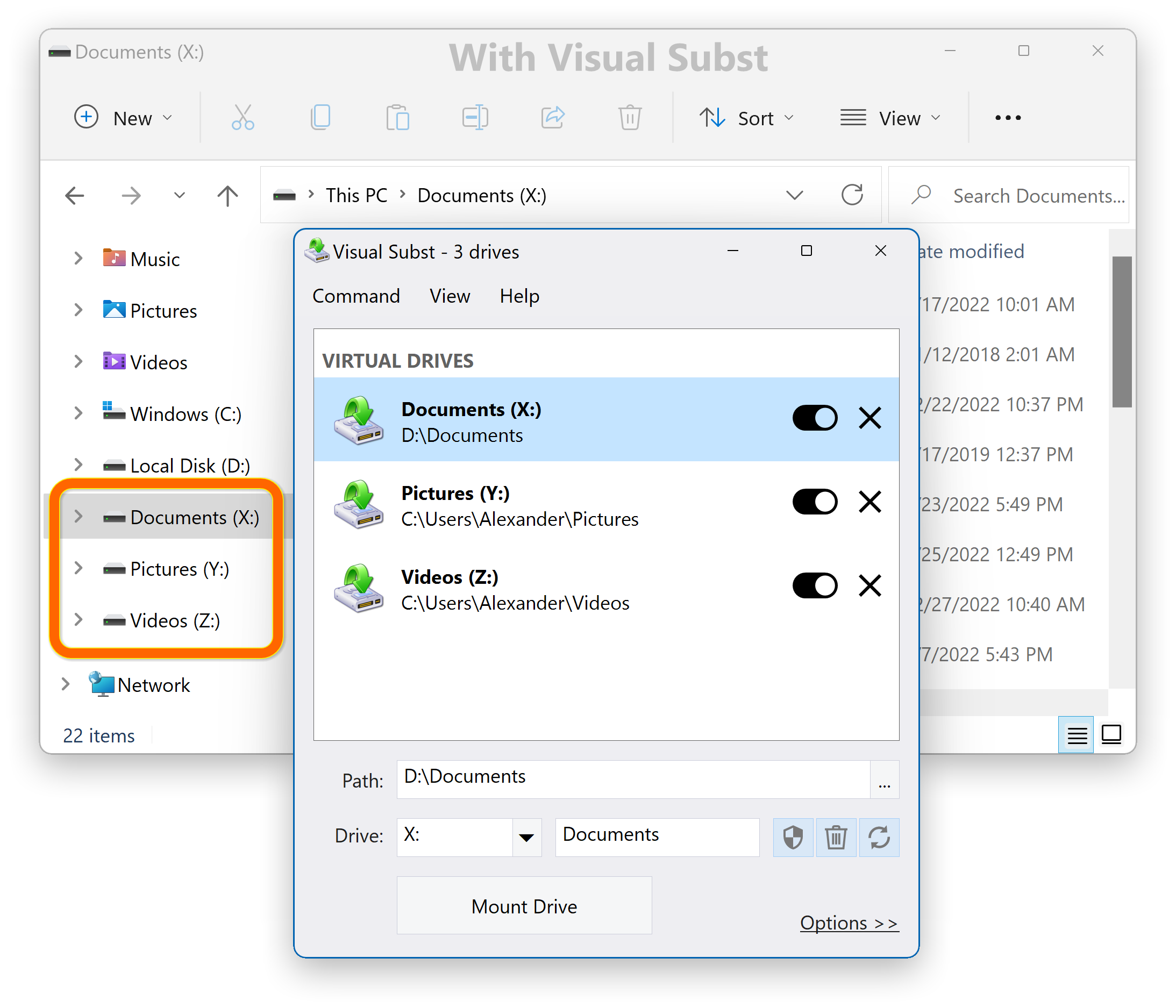 Visual Subst - Virtual Drive Labels