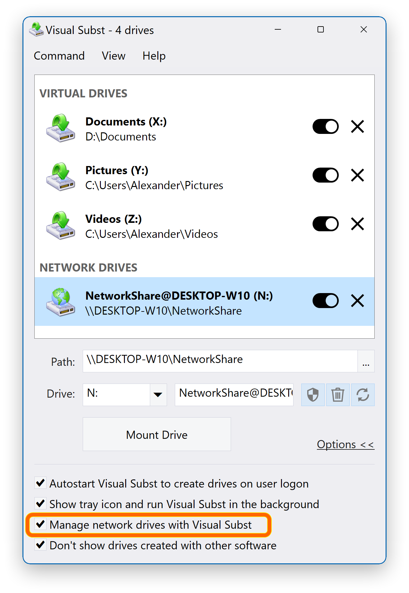Visual Subst - Network Drives