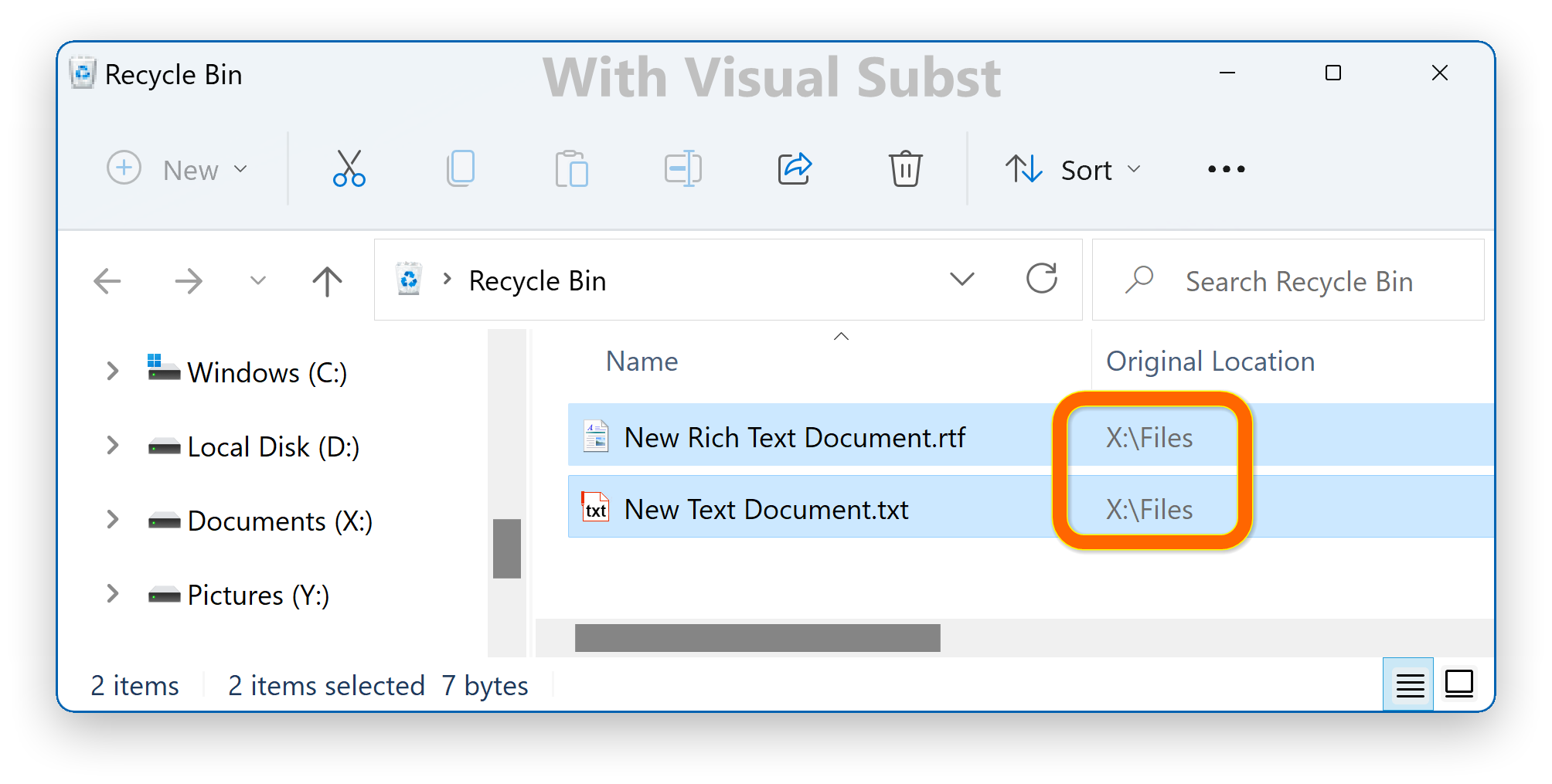 Visual Subst - Recycle Bin