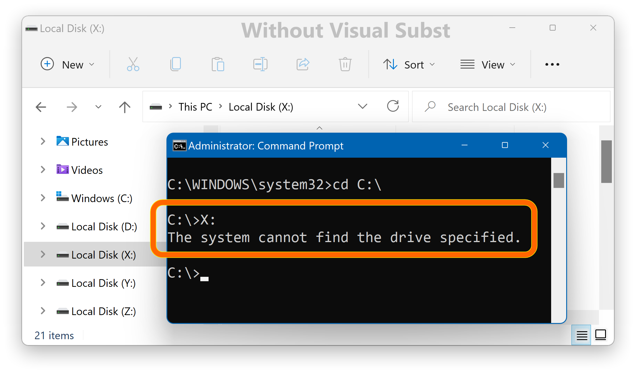 SUBST Command - No UAC Drives