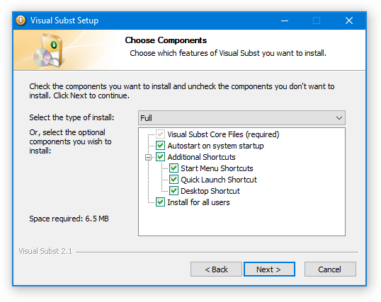 Visual Subst - Install Components