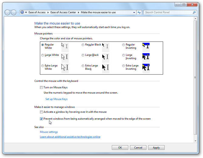 Windows 7 - Window Arrangement Settings