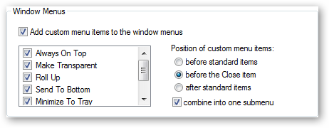 Window Menu Settings