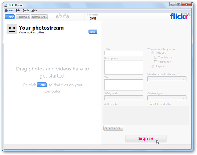 Flickr Uploadr - First Run