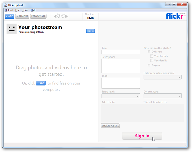 flickr uploadr crashes on launch