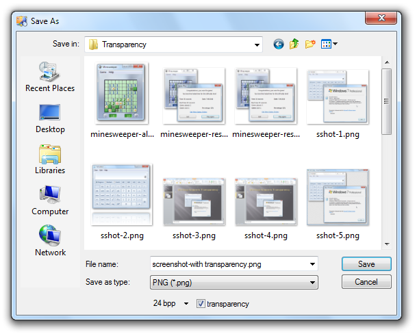 WinSnap - Save with Transparency