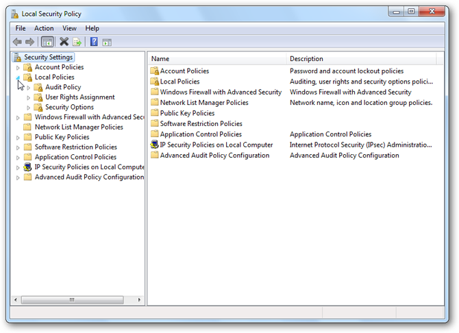 Security Settings - Local Policies