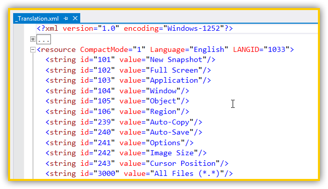 WinSnap - Translation XML